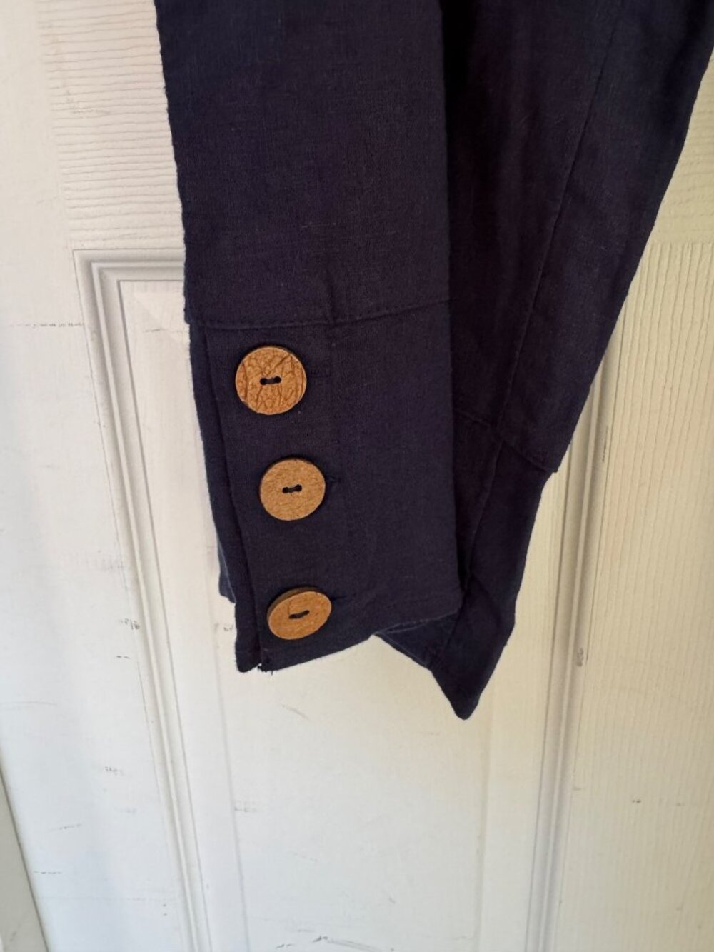 Naturals D&Co Blue Linen PullOn High Rise Pants Ankle Petite Coastal Casual 3XP - Picture 3 of 11